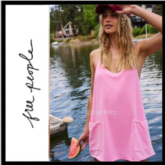 Free People Hot Shot Mini Dress ๐  PINK ICING - Medium NWT - Picture 1 of 8